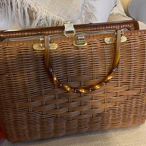 Vintage Elegant Brown Woven Satchel